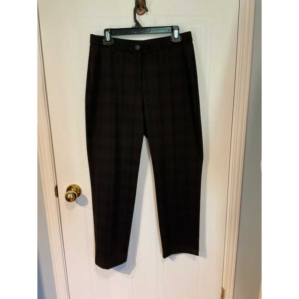 Tan Jay Dress Pants Womens 10P Brown Excellent Plaid Straight Leg Trousers